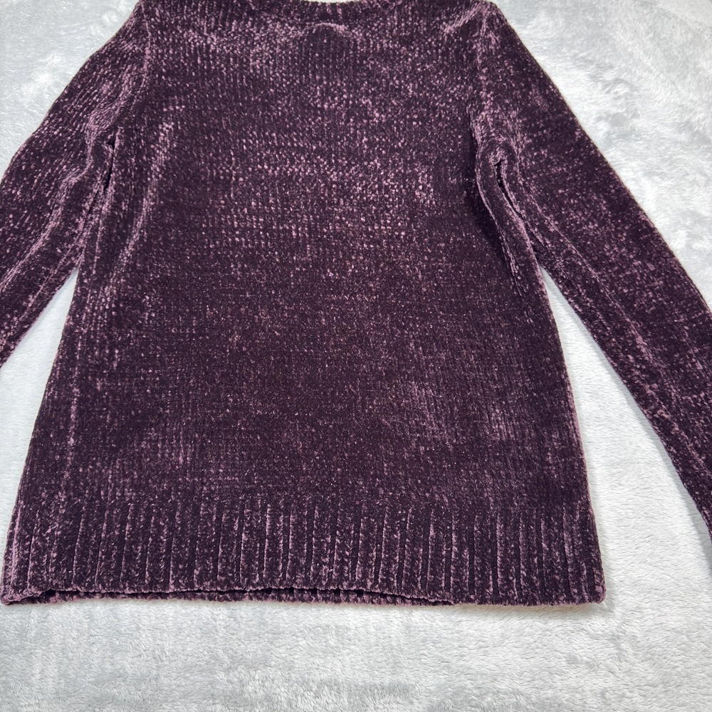 Orvis Sweater Womens Small Plum Soft Crewneck Relaxed Hi-Low Hem Ribbed Cuffs - Picture 10 of 11